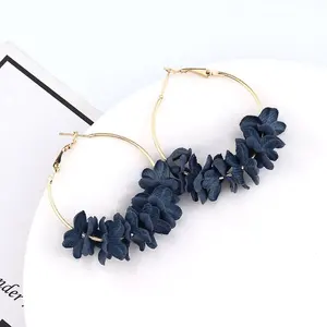 Korean Style Hot Sale Earrings Fashion Women's Fabric Flower Glitter Diamond Earrings