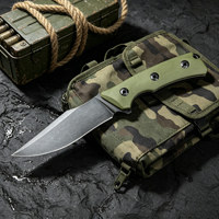 Couteau de chasse et de survie à lame fixe en acier 5Cr13 de haute qualité, manche G10 avec étui Kydex noir, couteau multi-usages robuste pour l'extérieur
