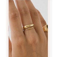 Bijoux Bagues Éternité pour Femme en Acier Inoxydable Plaqué Or 18K PVD Tendance, Empilables, Minimalistes, Étanche et Anti-Ternissement