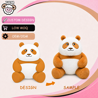 Peluche personnalisée OEM/ODM Panda Orange, design assis arrondi avec visage brodé pour collections de détail