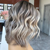 Perruques blondes méchées en cheveux humains, 100 % vierges avec cuticules alignées, perruques sans colle à dentelle frontale pour femme