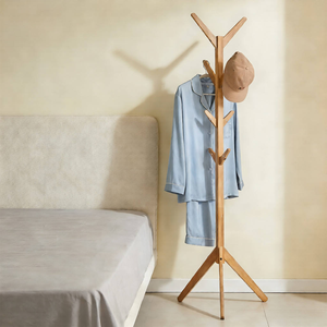Porte-manteau moderne et robuste en bambou marron, design européen moderne pour salon, chambre, salle de sport, bureau à domicile, entrée, hôtels - Product Image 4