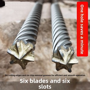 Mèche de perceuse à percussion SDS-MAX à 5 cannelures et 6 coupes, haute qualité, spécialement conçue pour l'ancrage des barres d'armature dans le béton <span class=keywords><strong>armé</strong></span>, Chine - Product Image 6