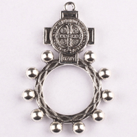 Chapelet Catholique en Métal Vintage Religieux St. Benoît Anneau pour prier, Pendentif en Forme d'Anneau
