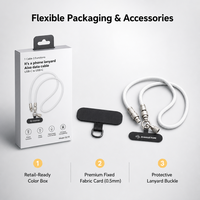 Câble de charge PD Type-C 60W avec cordon tour de cou 2-en-1 anti-perte pour téléphone, câble de données tressé