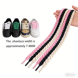 Lacets de chaussures ronds en coton de haute qualité WEGOODZF, 7-8 mm, lacets de sport colorés, corde torsadée texturée, baskets décontractées - Product Image 1