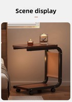 Table d'appoint mobile en bambou en forme de C, style minimaliste moderne et luxueux, pour canapé de salon