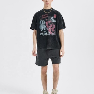 เสื้อยืดโอเวอร์ไซส์ผ้าถักเนื้อนุ่ม พิมพ์ลายกราฟิกหัวกะโหลกเปลวไฟ สำหรับผู้ชาย สไตล์วินเทจเรโทร ฤดูใบไม้ผลิ - Product Image 4