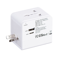 FOXCAN Chargeur Mural International Tout-en-un Double USB, Matériau Ignifuge PC, Protection Contre la Recharge Excessive, Adaptateur de Voyage Universel