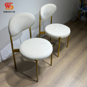 Sillas de Comedor Modernas para Bodas, con Respaldo Desmontable, Estructura Metálica, Patas Doradas Personalizadas, Tapizadas en Terciopelo, para Hotel - Product Image 3
