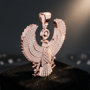 Collar con Colgante de Águila de Oro Rosa de Lujo Aurum Diam, con Moissanita y Micro Pavé, Plata 925, Joyería Hip Hop, Estilo Egipcio Antiguo - Product Image 1