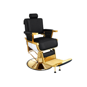 Antique Modern Black Reclining Lift Heavy-Duty Hydraulic Pump Foldable Outdoor Barber Chair PU Leather Seat Adjustable <b>Footrest</b> - Product Image 2