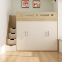 Lit Superposé en Bois avec Bureau, Armoire, Escalier et Étagère pour Adultes ou Adolescents, Utilisé en Campus, École, Auberge ou Appartement