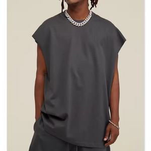 Camiseta de tirantes oversize de algodón 100% con estampado puff y lavado ácido, de punto, de manga corta, corte personalizado, estilo streetwear, para hombre - Product Image 6