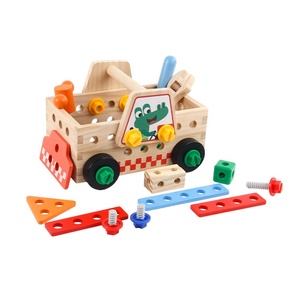 Ensemble de jouets en <span class=keywords><strong>bois</strong></span> pour tout-petits, boîte à outils de camion, jouets de construction <span class=keywords><strong>Montessori</strong></span> à démonter, jouet éducatif STEM, atelier de jeu d'imitation - Product Image 1