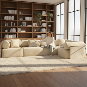 Juego de Sofás Seccionales Chesterfield Modulares de Tela, Envasados al Vacío Comprimidos, Sofá Cama Antideslizante con Rebote en 1 Minuto, Estilo Contemporáneo para Sala de Estar - Product Image 1