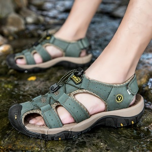 Sandales <span class=keywords><strong>Homme</strong></span> Sports Plein Air Cuir Bout Renforcé Décontractées <span class=keywords><strong>Velcro</strong></span> Semelle Caoutchouc Épaisse Antidérapantes Anti-choc Polyvalentes - Product Image 5