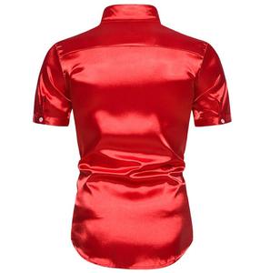 Chemise pour homme à paillettes et sequins, manches courtes, brillante, pour soirée disco, costume de scène, robe de danse dorée, mode, sequins - Product Image 2