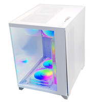 Casing PC Gaming MANMU Kualitas Terbaik OEM Mid Tower MicroATX dengan Kaca Tempered, Baja & Paduan Aluminium, Stok 4 Slot PCI