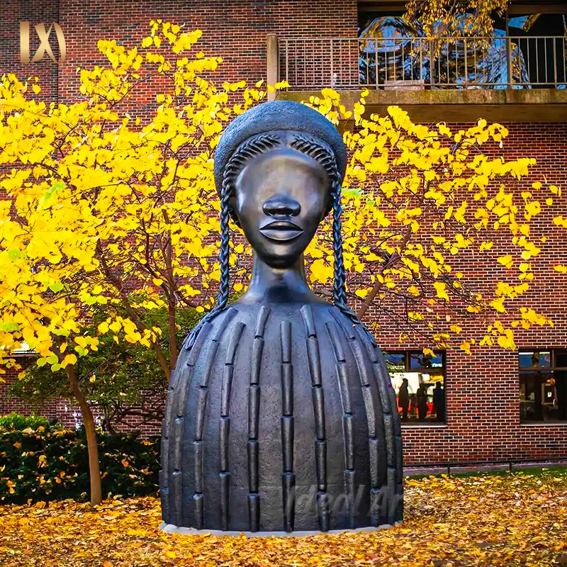 Escultura de Estatua de mujer africana de bronce de metal de jardín grande para decoración del hogar
