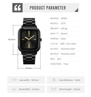 Reloj de Pulsera Cuadrado Minimalista SKMEI 2275 con Lectura de Hora Clara, Ideal para el Campus, Fines de Semana y Uso Diario Informal