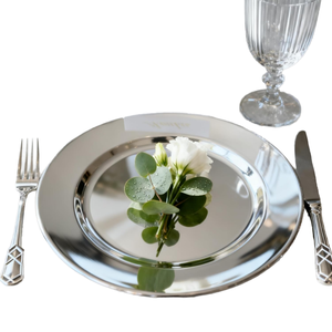 Handmade Eco-Friendly Modern Stainless Steel Dinner Charger Plate <b>Mirror</b> Finish Decorative Serving <b>Tray</b> Dishwasher Safe Dining - Product Image 1