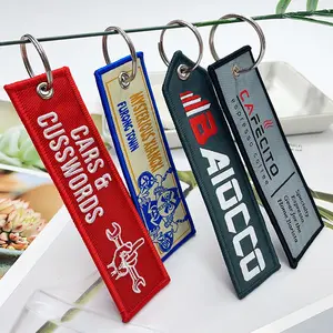 Custom Fashion Design Gift Fabric Keychain Double-Sided Embroidered With Customized Quality Embossing Printing