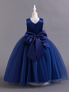 Stile europeo Hepburn ragazza abiti da sposa bambino principessa abito di compleanno per 12Y con scollo a V abiti da ragazza grande con fiocco - Product Image 4