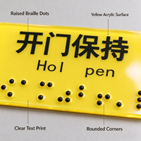 Étiquette Tactile Braille en Acrylique Accessible, Points en Relief, Texte et Symboles Personnalisables, Modèle 011, Taille Personnalisée, pour Espaces Publics