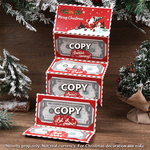 Tarjeta de Dinero de Origami de Papá Noel y Feliz Navidad, Tarjeta de Regalo Sorpresa para Fiestas Navideñas - Product Image 3