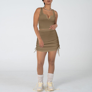 <span class=keywords><strong>2023</strong></span> mode sans manches gilet haut court et jupe 2 pièces robe ensemble Super-élastique Club été <span class=keywords><strong>tenue</strong></span> femmes deux pièces ensemble vêtements - Product Image 3