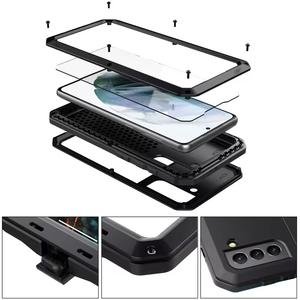 Antichoc Heavy Duty Protection Doom Armor Cover Verre Trempé Métal Aluminium Téléphone Cas <span class=keywords><strong>pour</strong></span> Samsung S21 - Product Image 5