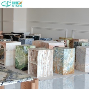 HZX, venta al por mayor, losas de mármol verde Alpes Premium para sala de estar de lujo, mesa lateral de zócalo de café de extremo moderno personalizado - Product Image 6