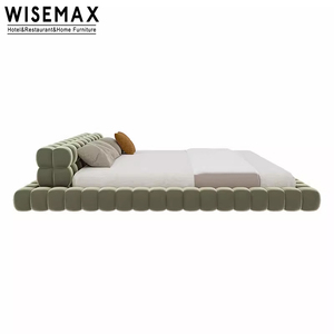 WISEMAX MUEBLES Diseño minimalista nórdico suave elástico Esponja Tela de gamuza hogar sofás camas <span class=keywords><strong>Cama</strong></span> de madera maciza Muebles para hotel - Product Image 4