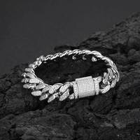 Bracelet cubain Miami en laiton plaqué or poli et serti de zircons étincelants avec fermoir boîte pour homme, bijou de poignet hip-hop Fulsun