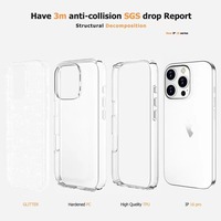Vkoo Accessoires pour étui de téléphone portable pour iPhone 17 Pro Max Clear Glitter Antichoc TPU + PC Housse de téléphone pour iPhone 17 16 15 14