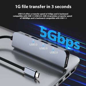 Многофункциональный портативный концентратор Type-C 6-в-<span class=keywords><strong>1</strong></span> для HD M1, док-станция <span class=keywords><strong>USB</strong></span> 3.0 для мобильных телефонов, ноутбуков, игровых консолей, в наличии - Product Image 4