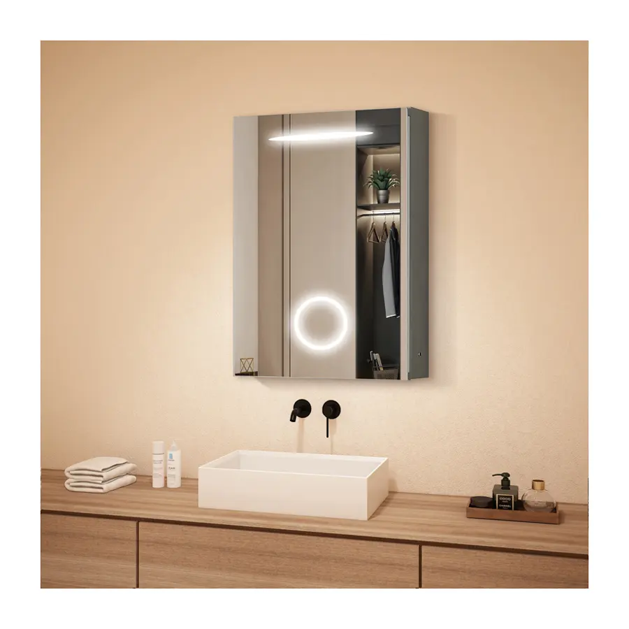 Gabinete inteligente con espejo para baño, pantalla táctil, botiquín de baño LED de alta calidad