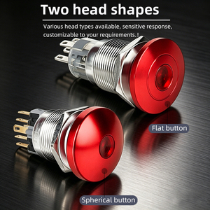 16/19/22mm Metal Mushroom Head Push Button Switch with LED, Momentary/Reset/Latching, Pin Terminal, Start Button - Product Image 6