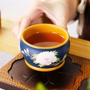 Boîte cadeau Peony Cup, tasse à thé en porcelaine faite à la main, ronde, origine Dehua, style rétro de luxe - Product Image 2