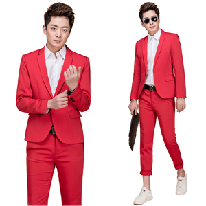 Traje de esmoquin ajustado de 12 colores para hombre, con cremallera, talla grande, transpirable, de 2 piezas, con blazer - Product Image 1