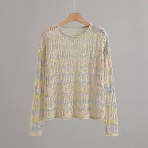 Maglione da <span class=keywords><strong>donna</strong></span> con Logo personalizzato maglieria primavera maglione girocollo di <span class=keywords><strong>lino</strong></span> a girocollo alla moda lavorato a <span class=keywords><strong>maglia</strong></span> - Product Image 3