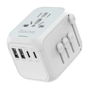 2022 new gift item promotional universal travel adapter with LED lamp USB chargers adapter