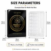 Boîte d'emballage pharmaceutique personnalisée en matériaux recyclés, plateau transparent en PET écologique, carton pliable noir et or de luxe, 6 flacons en verre