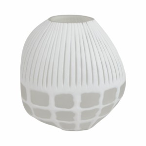 Vaso rotondo in vetro con texture a coste, decorazione moderna per soggiorno, camera da letto, ufficio - Product Image 4