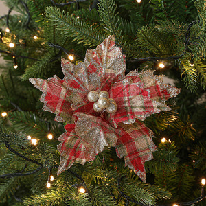 Nouvelle Décoration <span class=keywords><strong>de</strong></span> Noël Transfrontalière en Flanelle Effet Neige Tombante, Composition Florale, Pendentif 27*14cm Personnalisable - Product Image 3