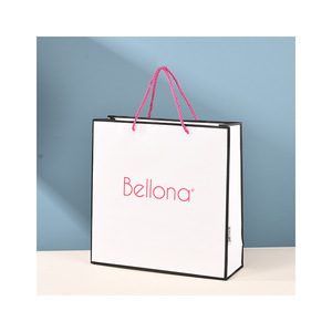 Sacs en papier personnalisés Ginza, fond carré, carton blanc avec logo, sacs d'emballage pour le shopping - Product Image 3