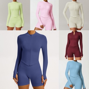 Personnalisation en gros 2 pièces ensemble de vêtements de sport femmes Gym entraînement sans couture <span class=keywords><strong>Yoga</strong></span> ensembles à manches longues Gym vêtements d'entraînement serré - Product Image 1