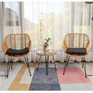 เก้าอี้หวายพับได้กันน้ำสำหรับกลางแจ้ง รุ่นโมเดิร์น ชุดสามชิ้น สำหรับระเบียง ลานบ้าน ใช้ได้ทั้งในร่มและกลางแจ้ง ดีไซน์สร้างสรรค์ - Product Image 3