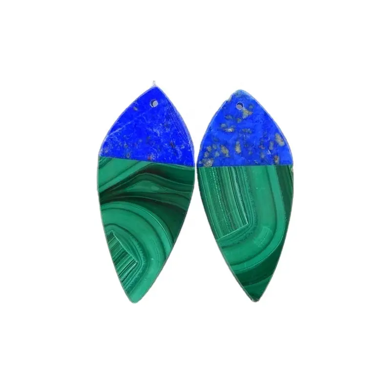 자연적인 녹색 공작석과 파란 Lapis 석 Intarsia 원석 귀걸이, 돌 하락 귀걸이 구슬, <span class=keywords><strong>느슨한</strong></span> 원석 구슬